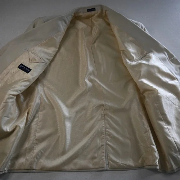 Stafford 48R 36x32 Ivory White Beige Mens Jacket Pants‎ Suit